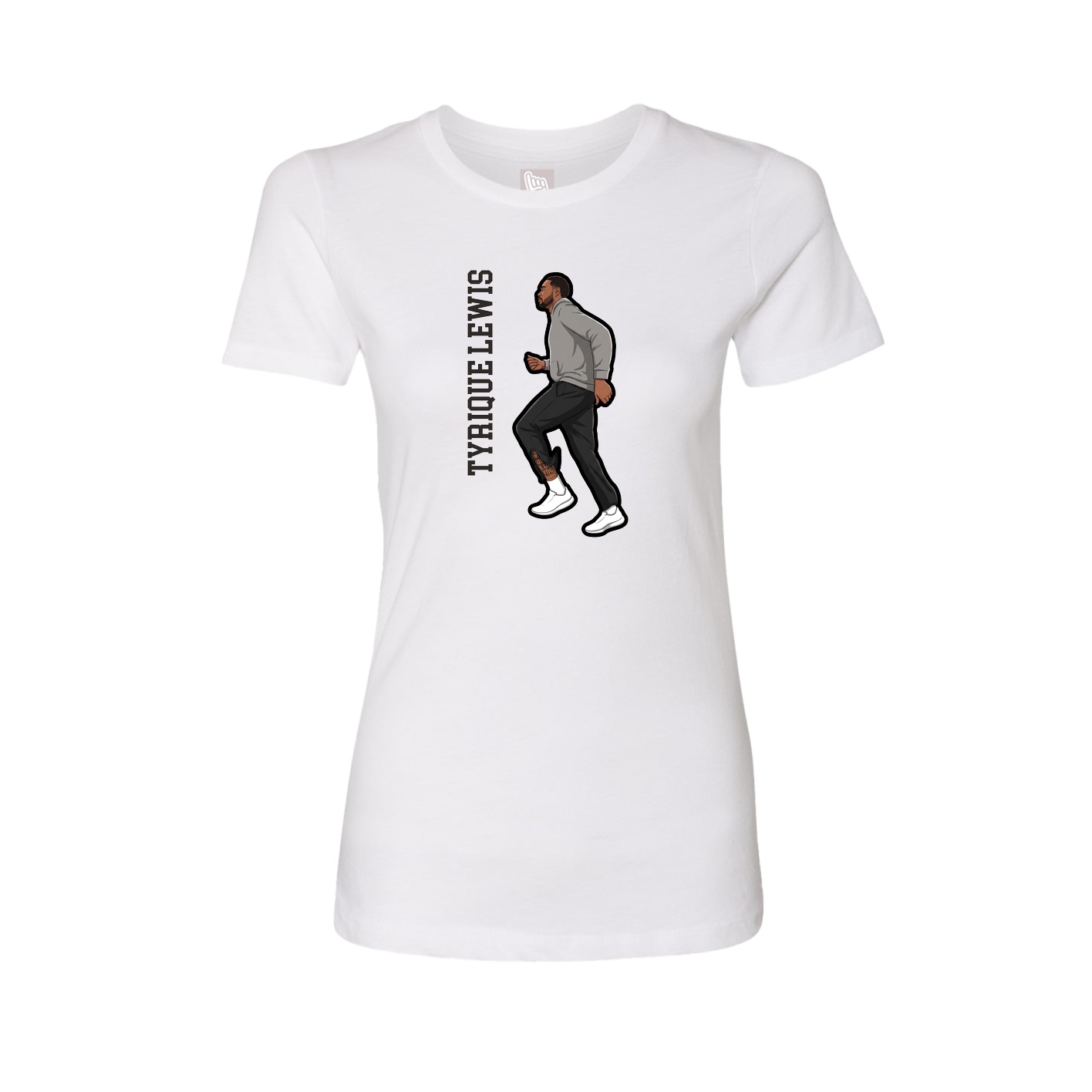 Fitted Women's Tee — Name Vertical in White