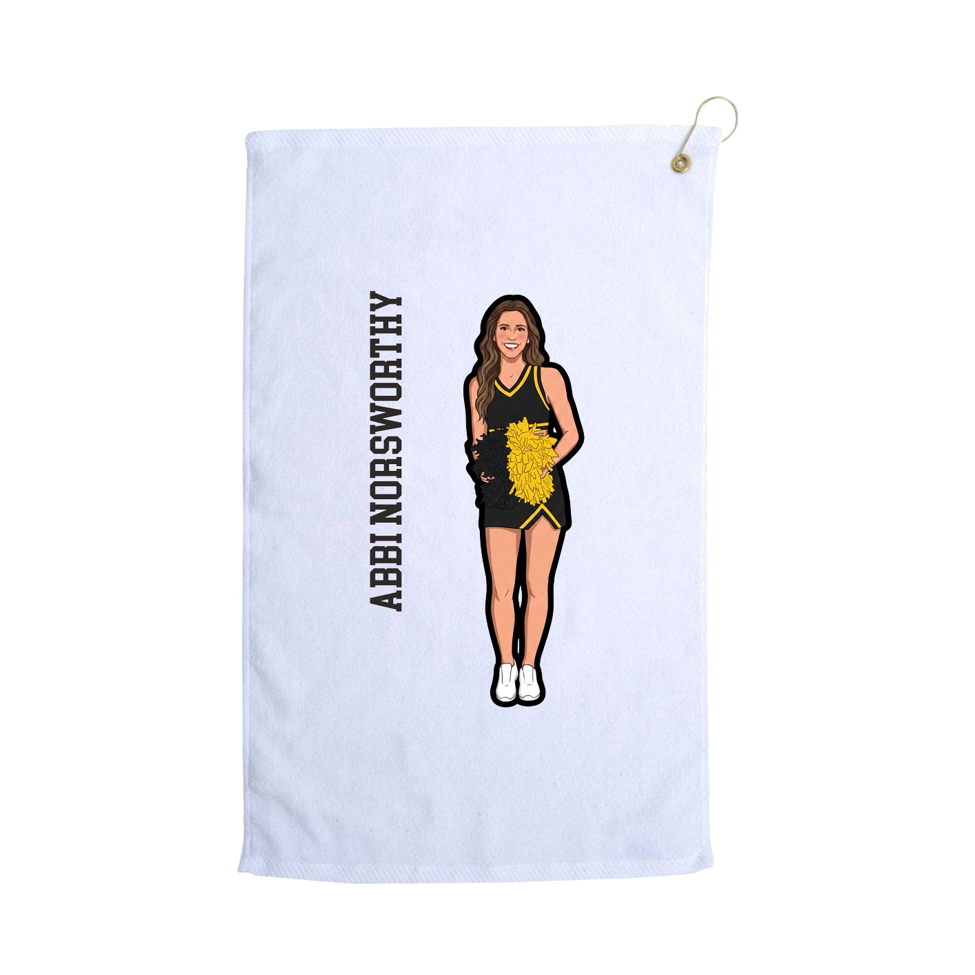 Golf Towel — Name Vertical in White