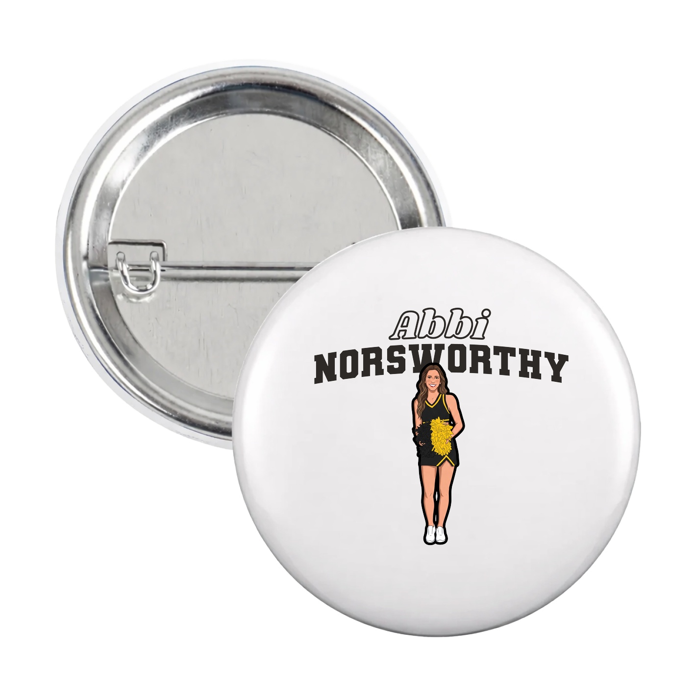 Game Day Button — Name Arch in White
