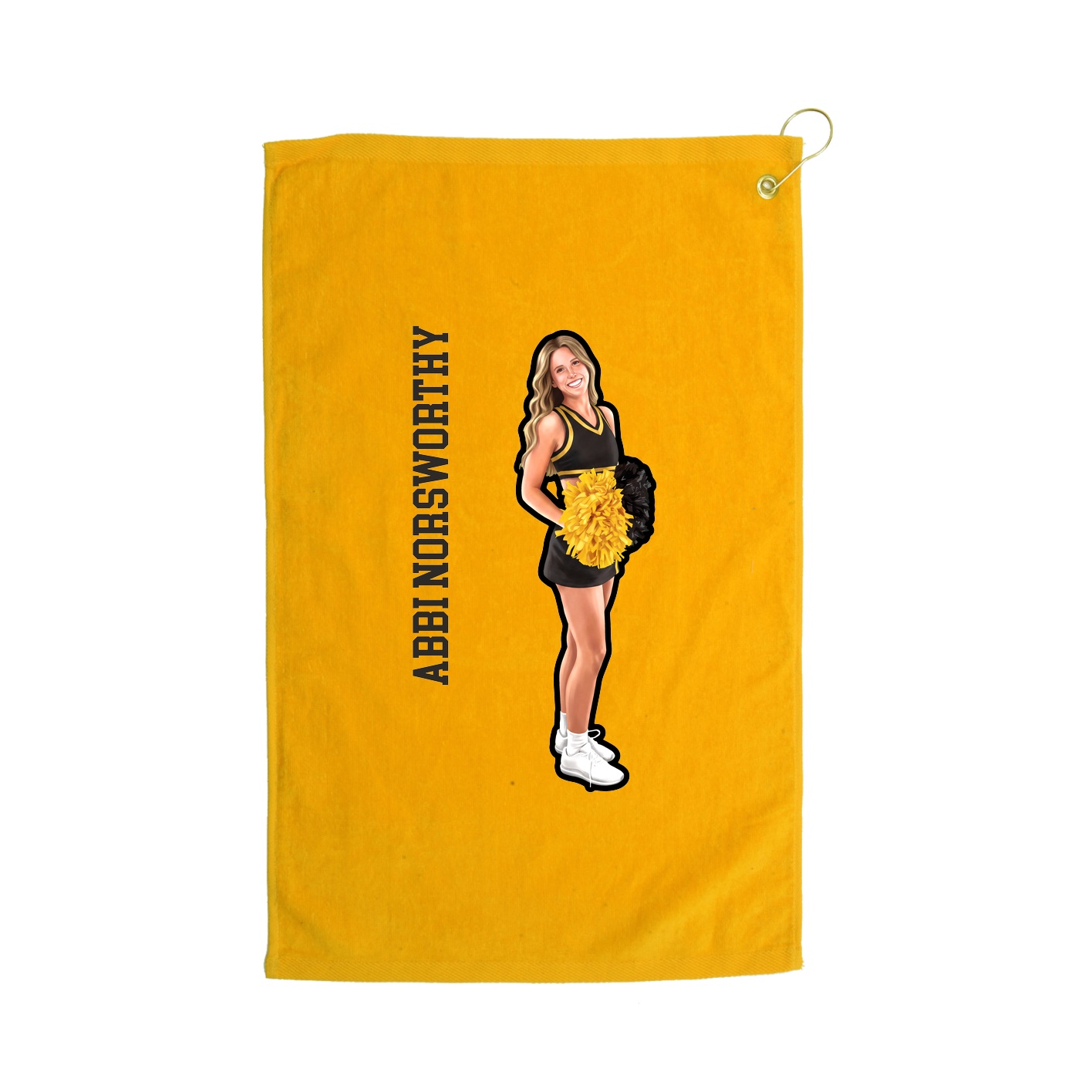 Golf Towel — Name Vertical in Gold
