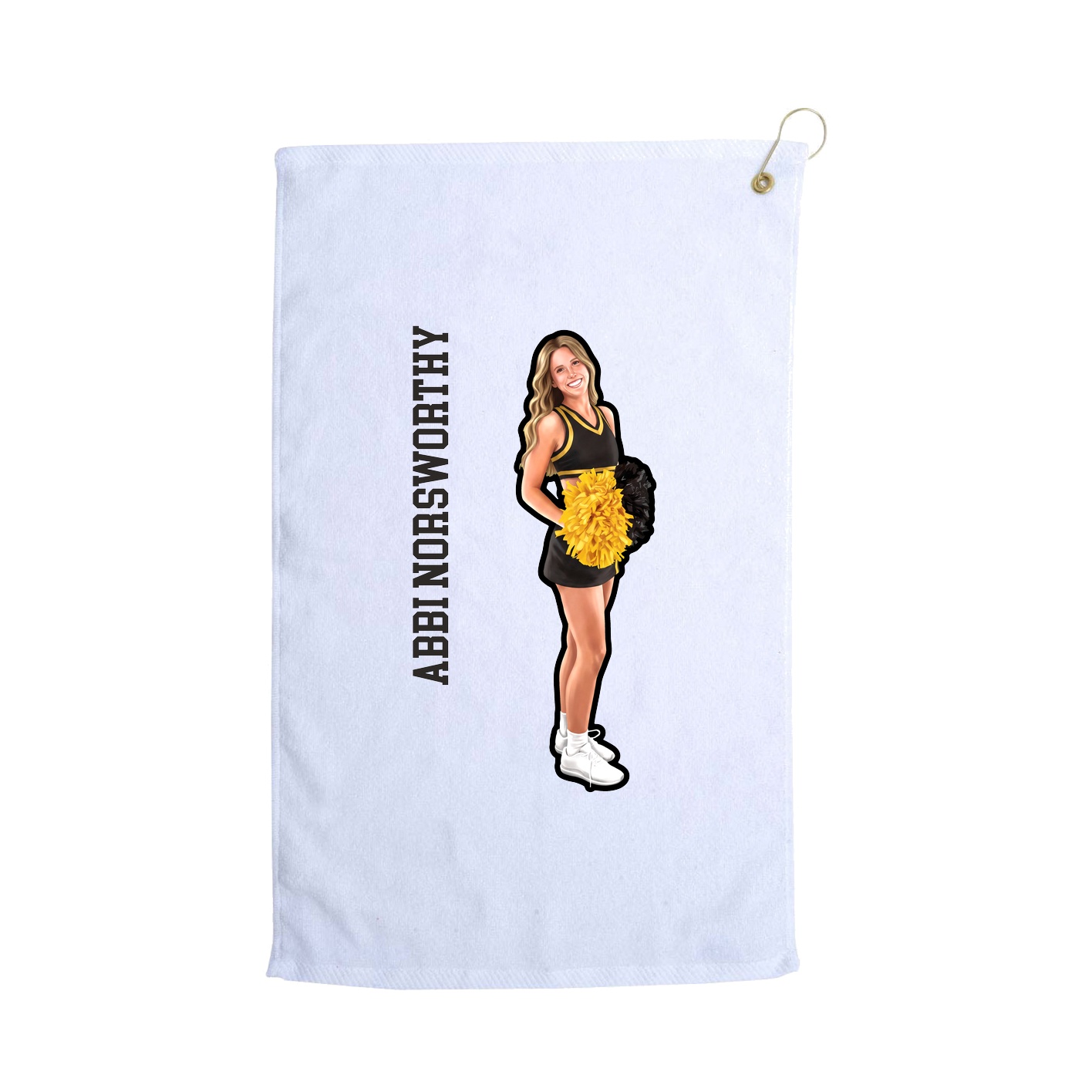 Golf Towel — Name Vertical in White