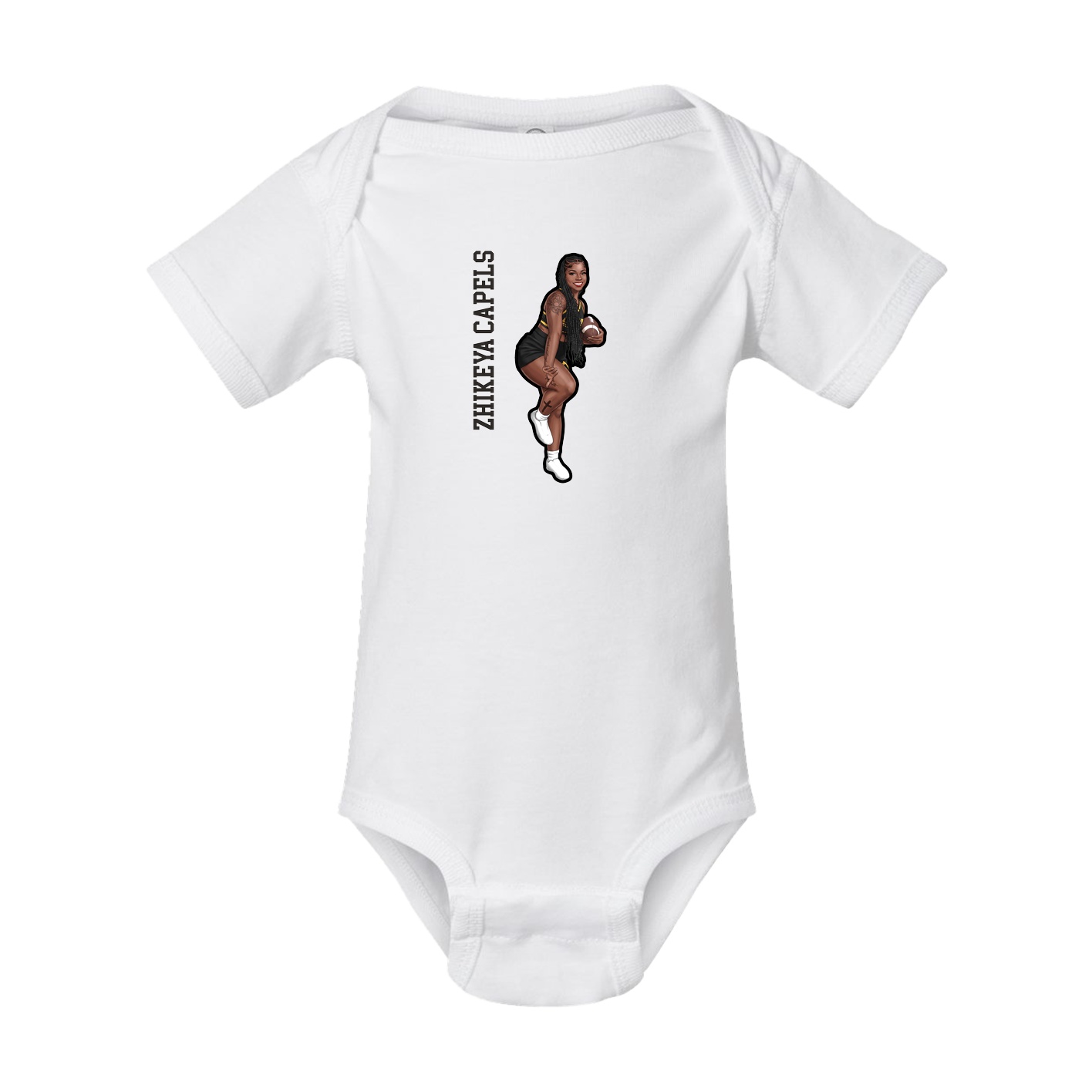 Baby Onesie — Name Vertical in White