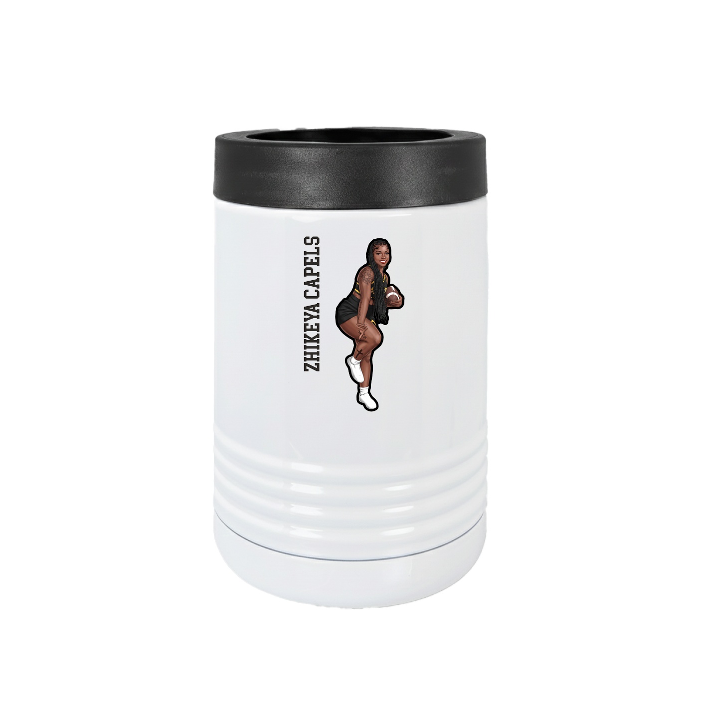 Beverage Holder — Name Vertical in White