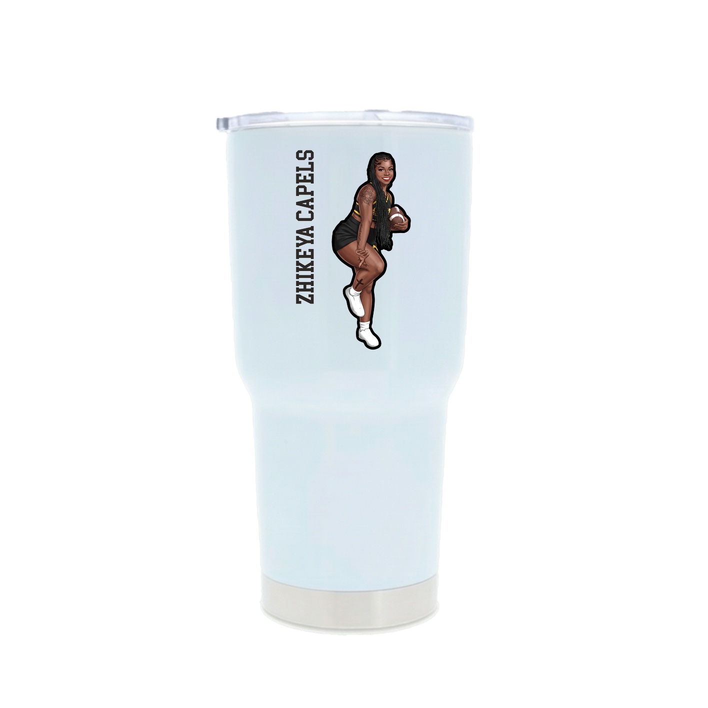 30oz Stainless Steel Tumbler — Name Vertical in White
