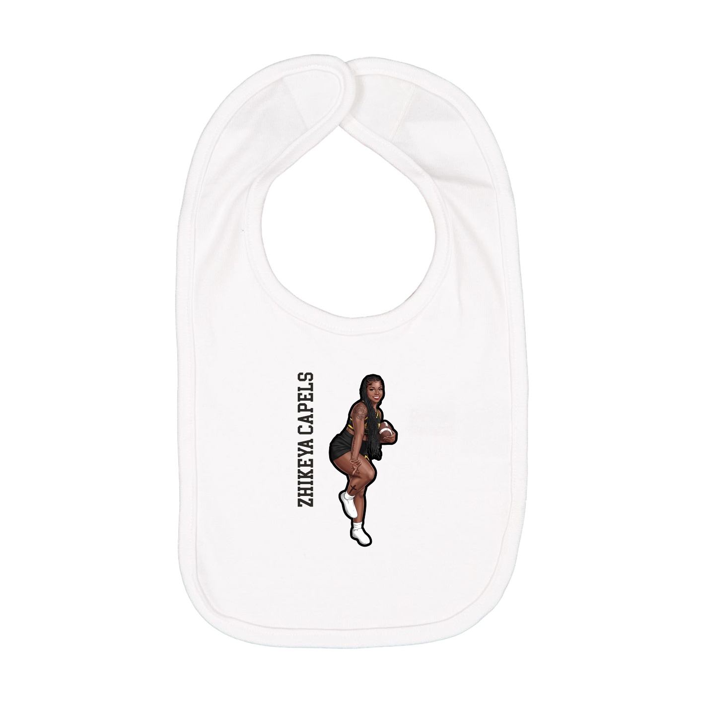 Infant Bib — Name Vertical in White