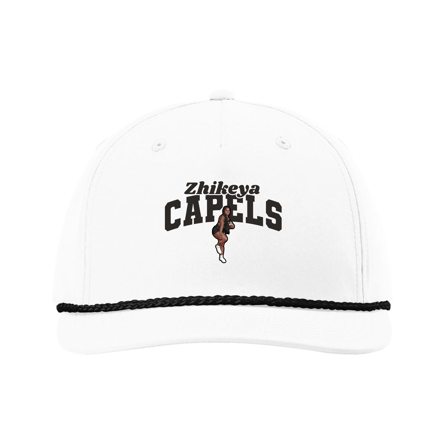 Five-Panel Classic Rope Cap — Signature Arch in White