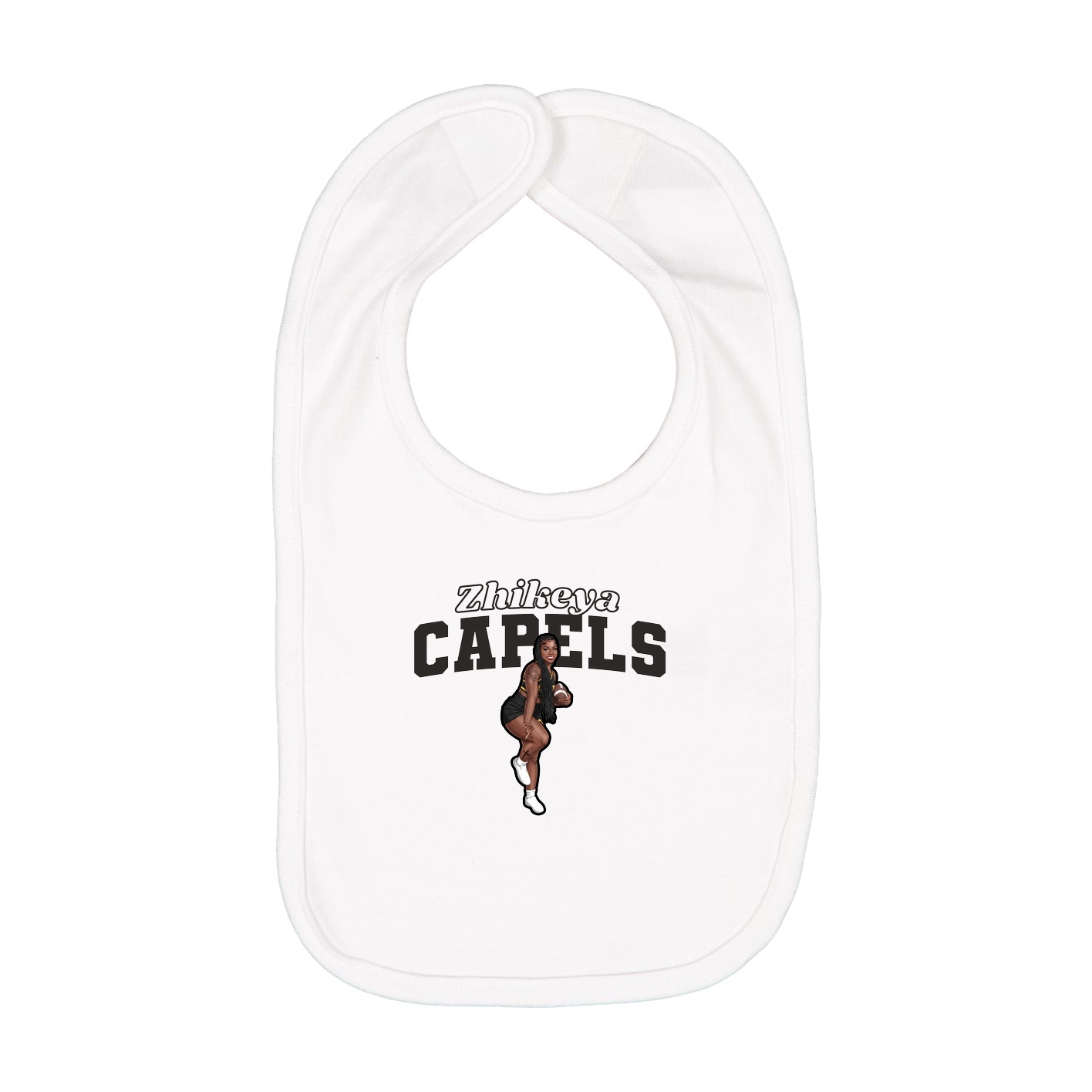 Infant Bib — Name Arch in White