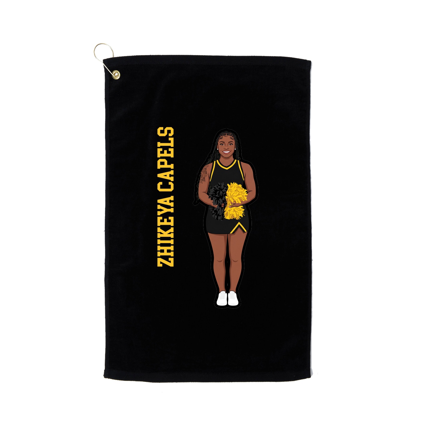Golf Towel — Name Vertical in Black