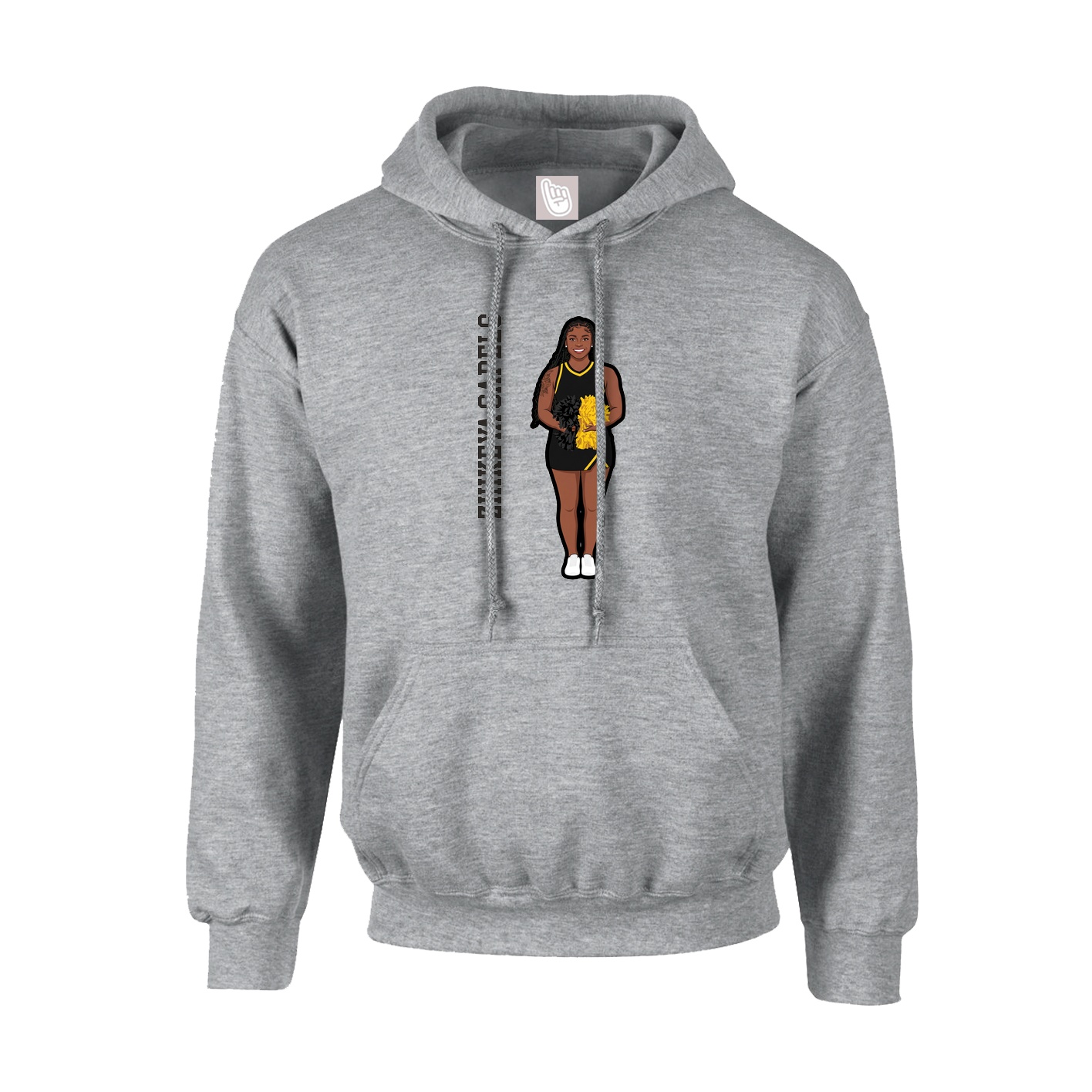 Youth Hoodie — Name Vertical in Grey