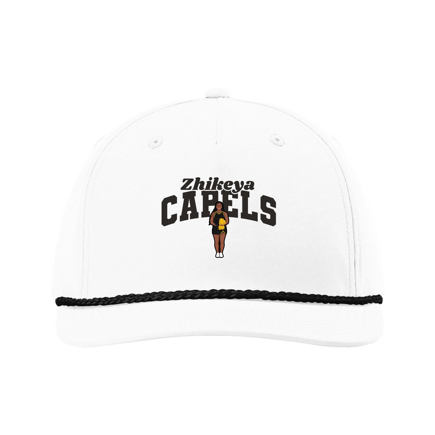 Five-Panel Classic Rope Cap — Signature Arch in White