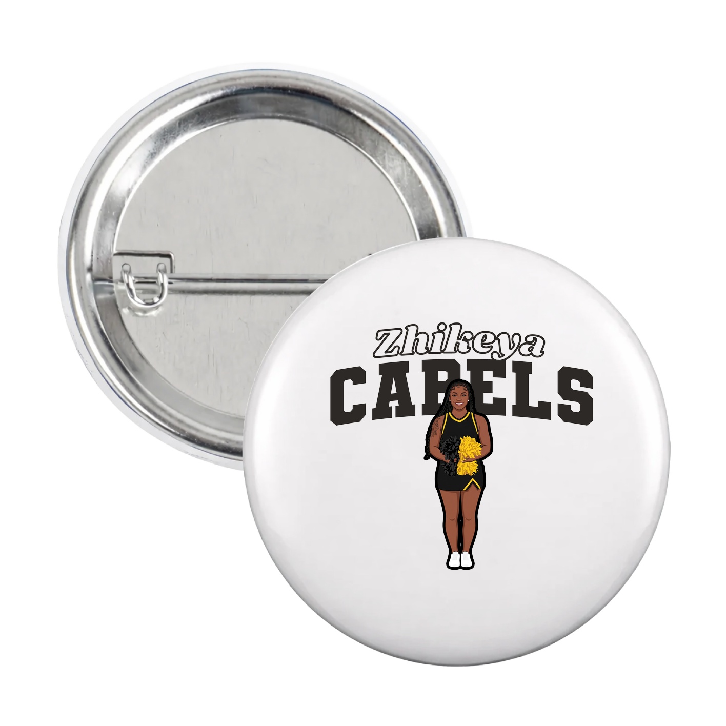 Game Day Button — Name Arch in White