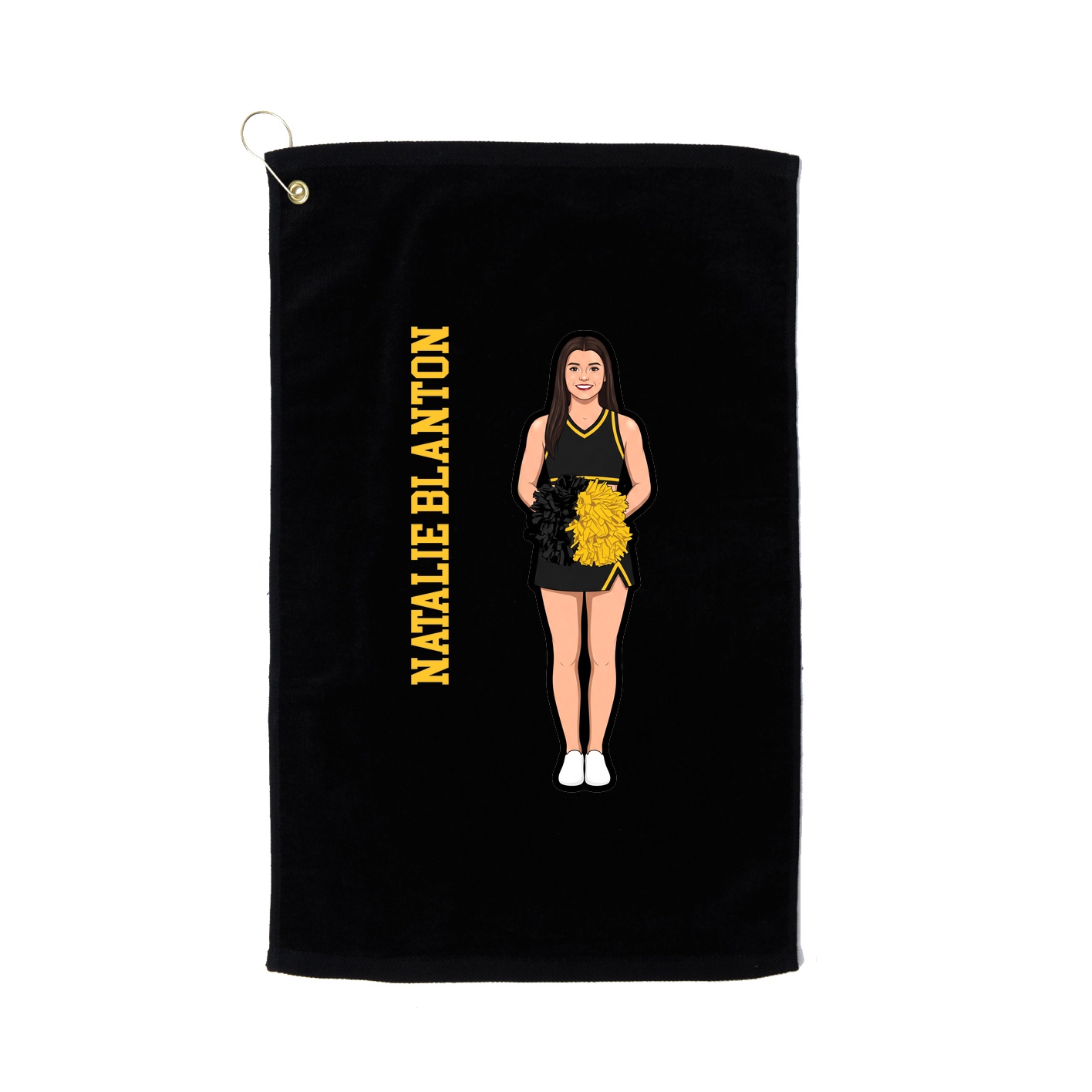 Golf Towel — Name Vertical in Black