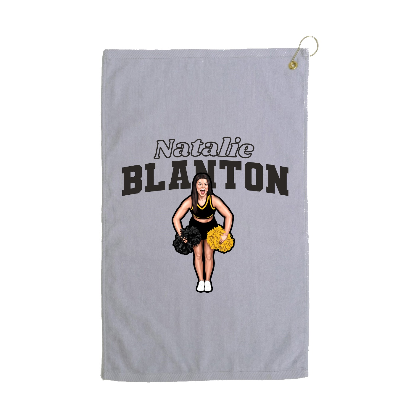 Golf Towel — Name Arch in Grey
