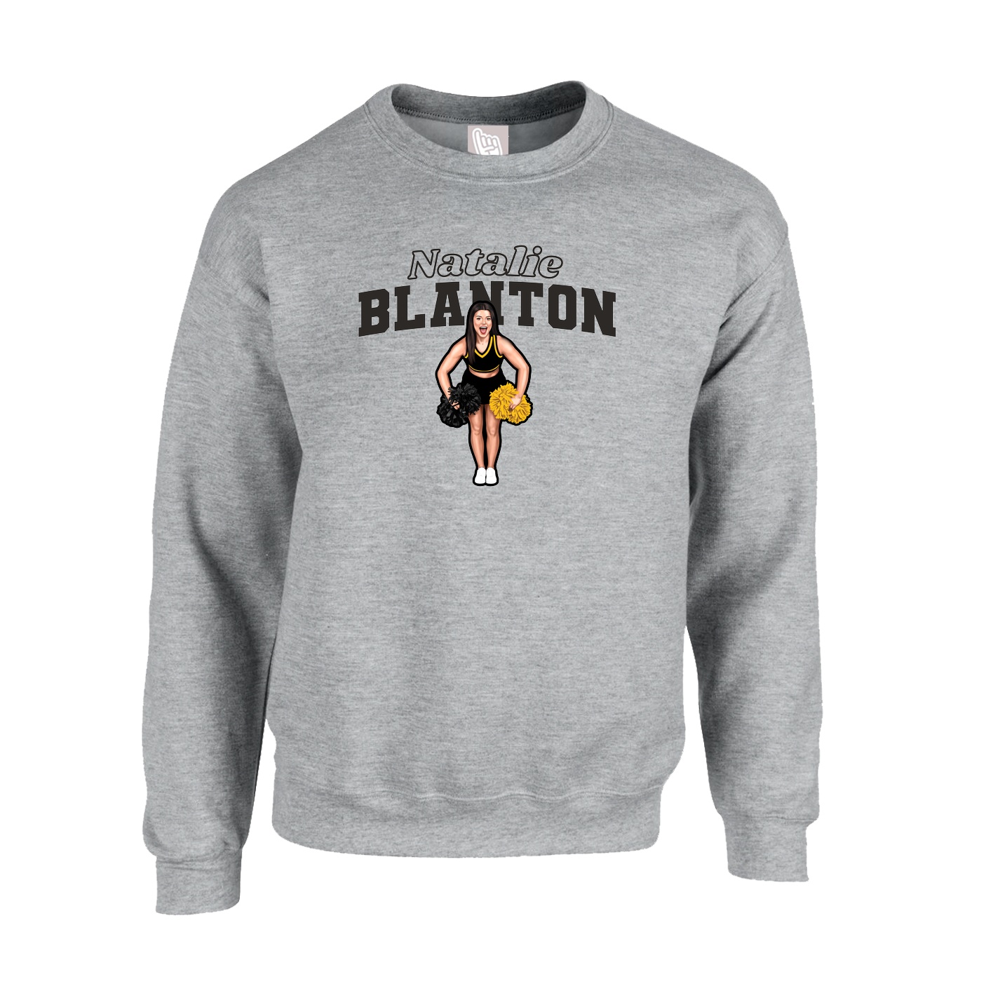Fleece Crew — Name Arch in Grey