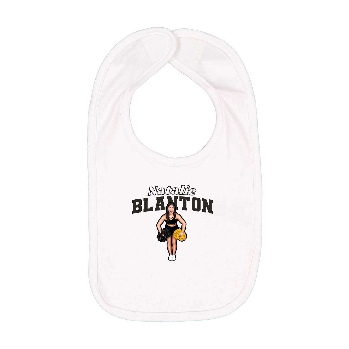 Infant Bib — Name Arch in White