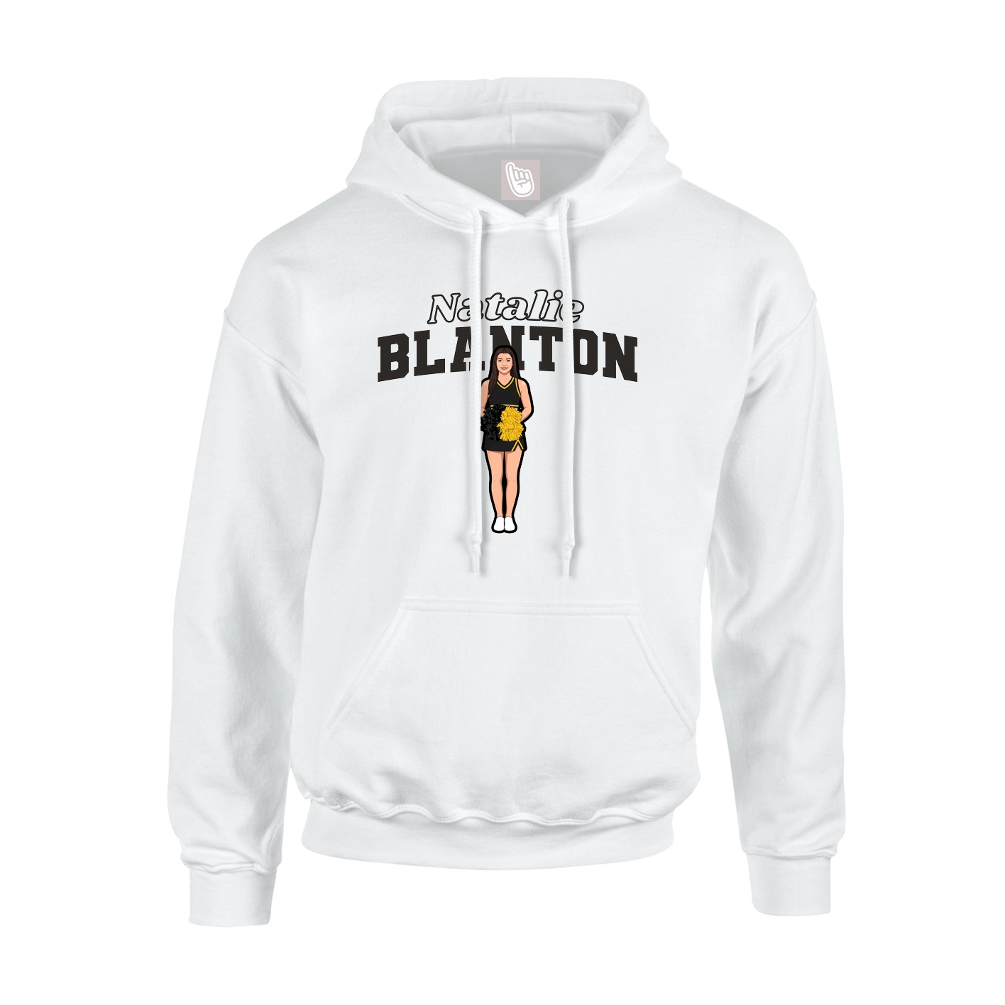 Youth Hoodie — Name Arch in White