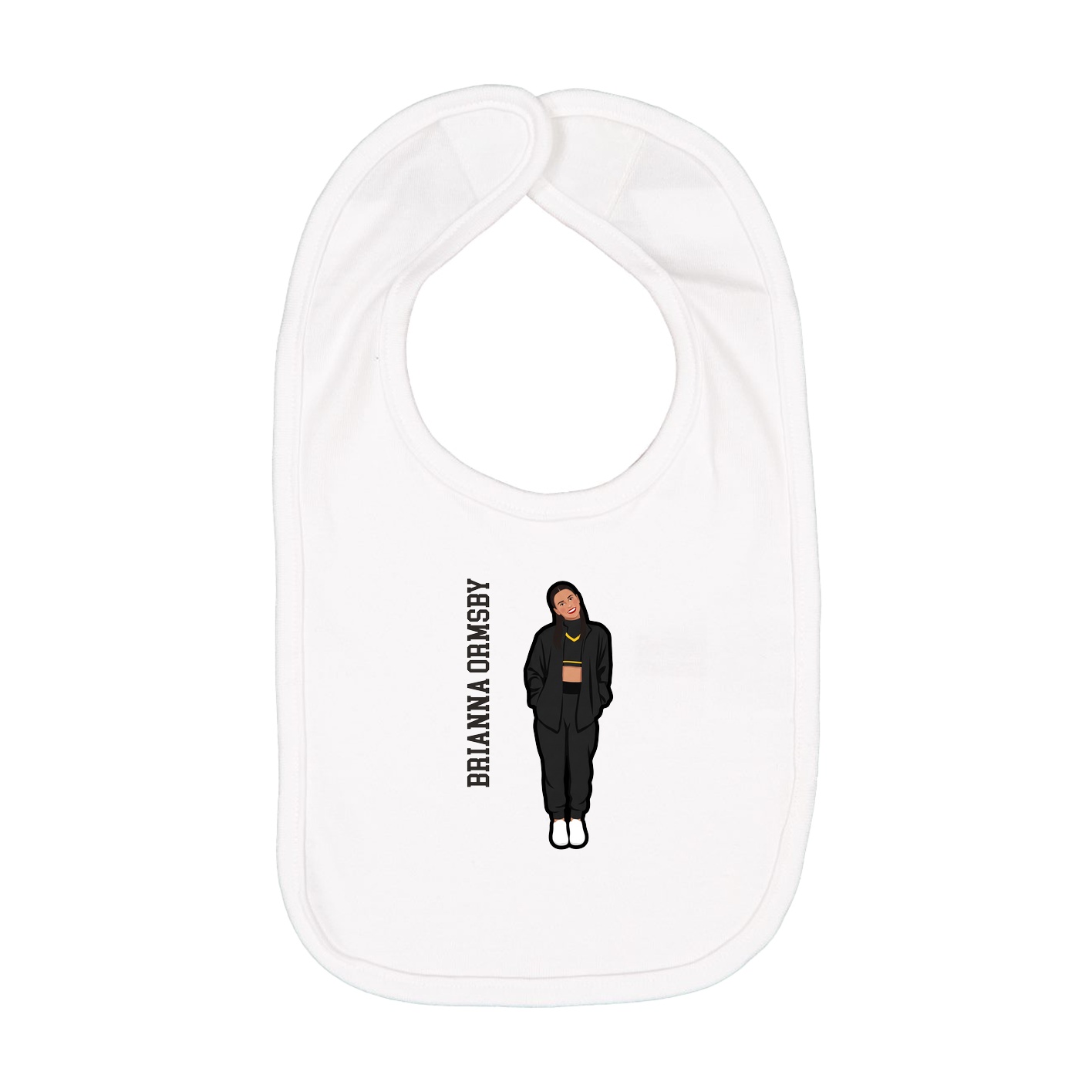 Infant Bib — Name Vertical in White