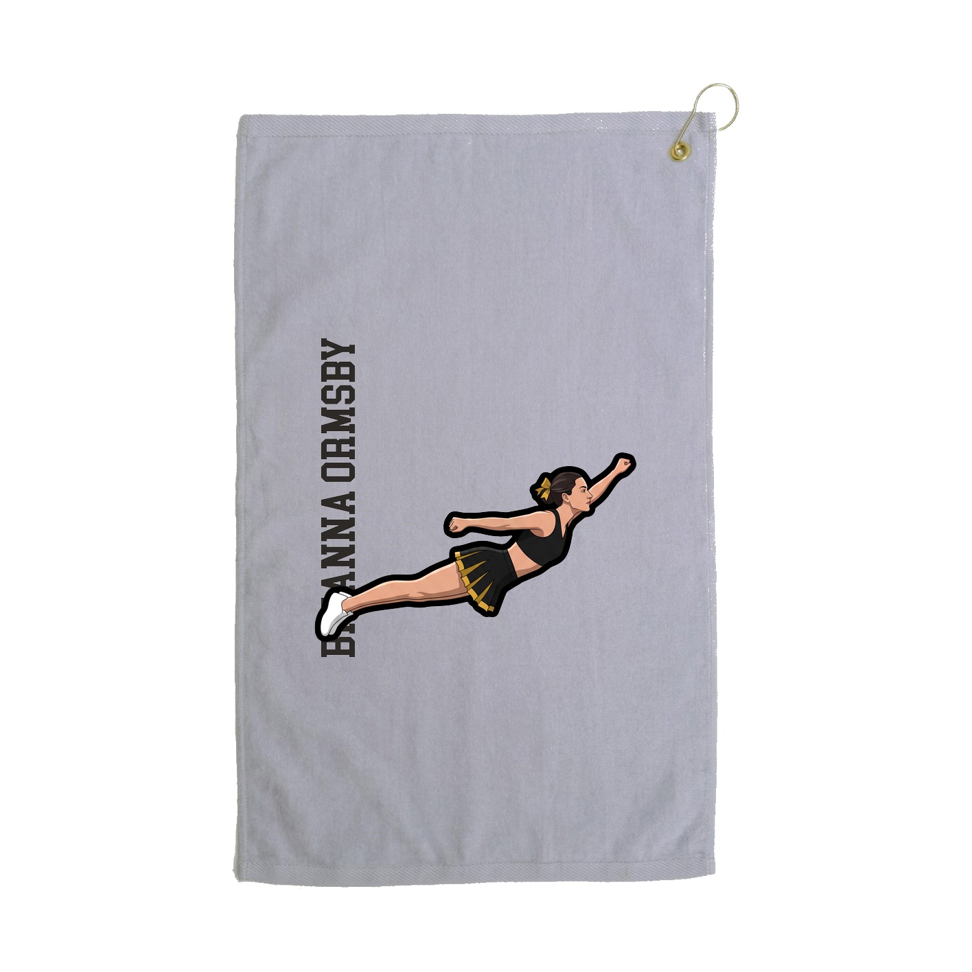 Golf Towel — Name Vertical in Grey