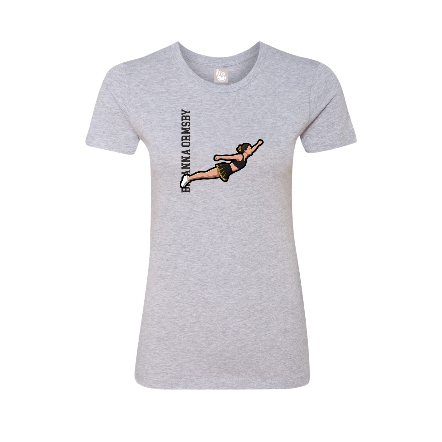 Fitted Women's Tee — Name Vertical in Grey