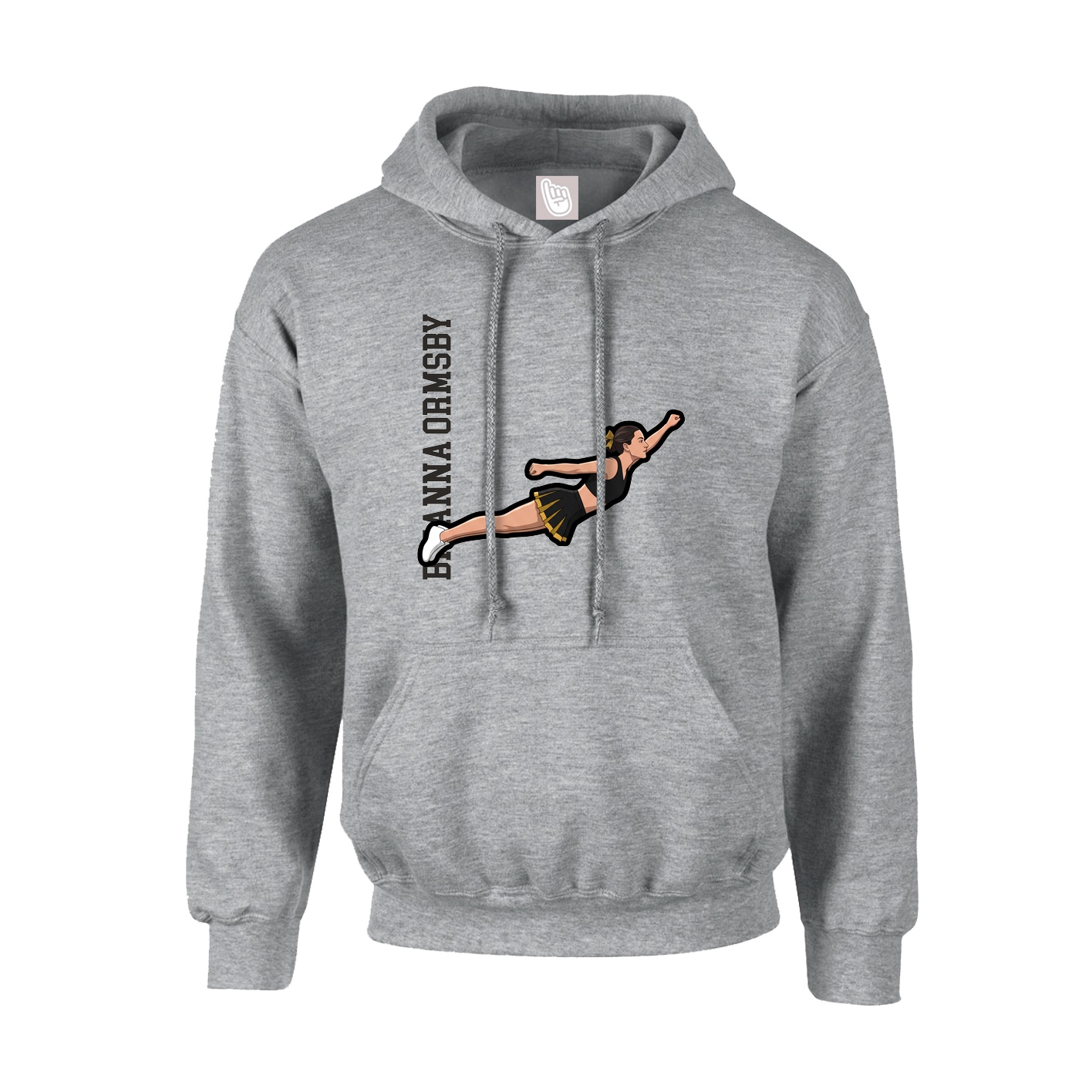 Youth Hoodie — Name Vertical in Grey