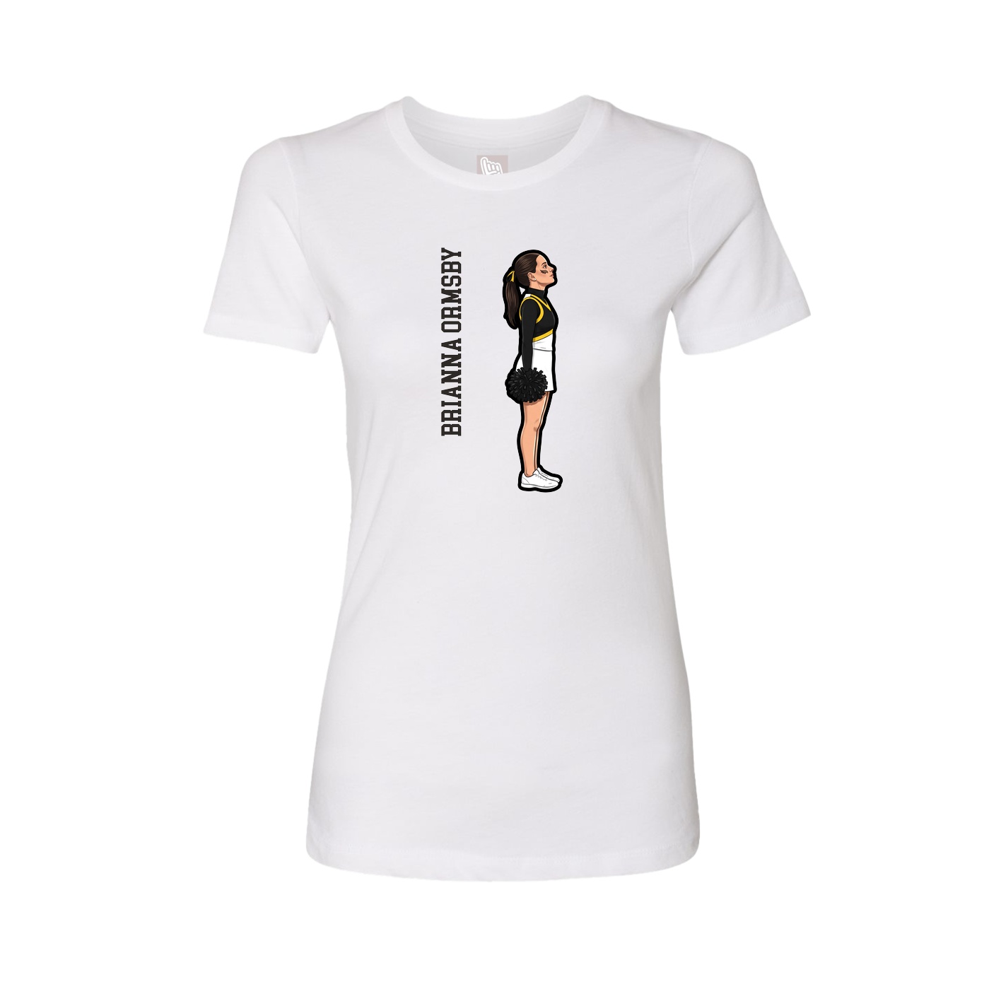 Fitted Women's Tee — Name Vertical in White