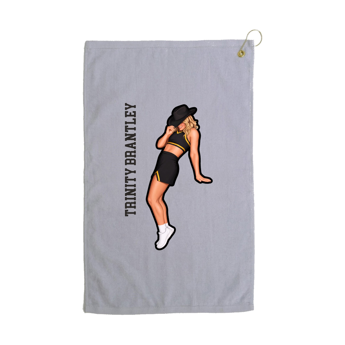 Golf Towel — Name Vertical in Grey