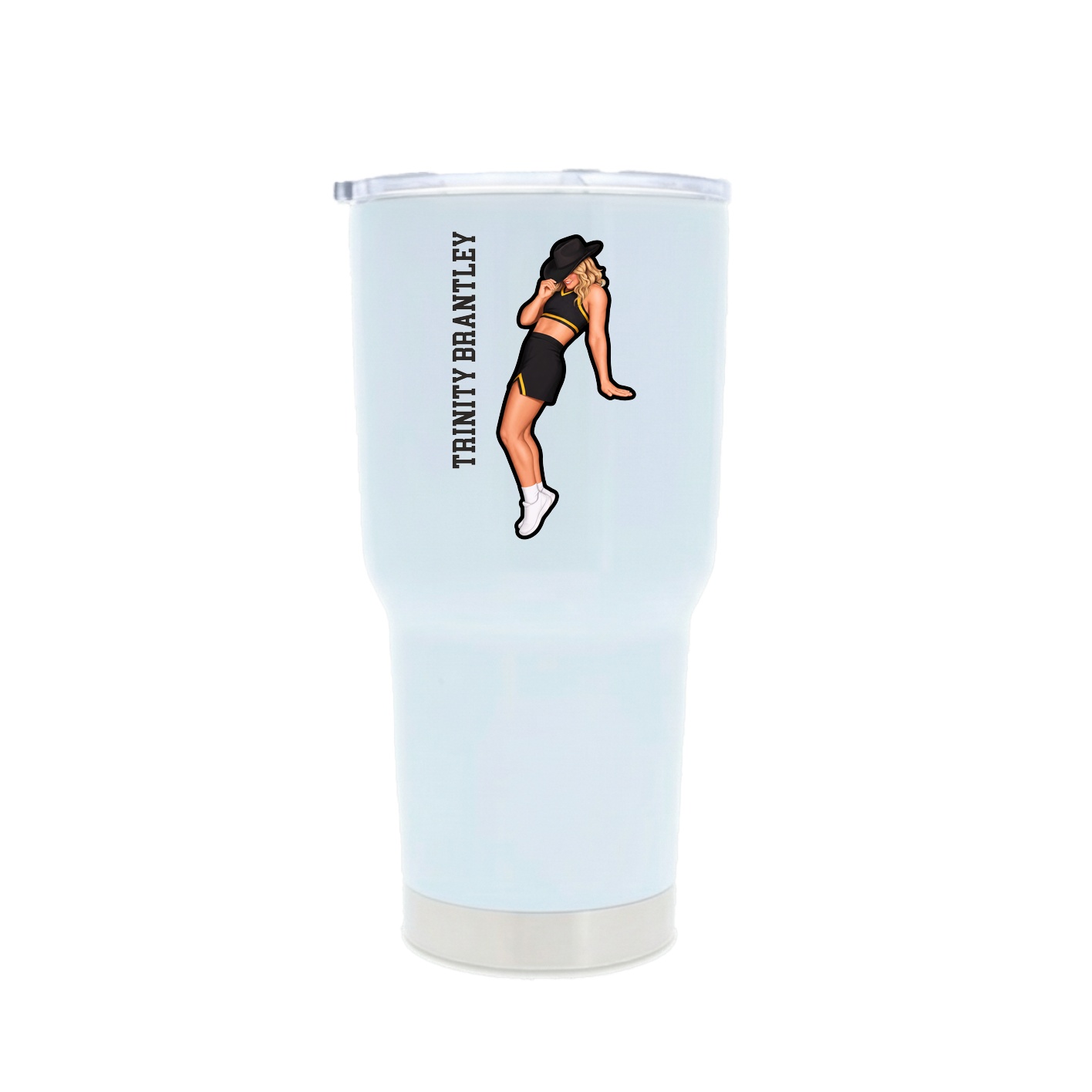 30oz Stainless Steel Tumbler — Name Vertical in White