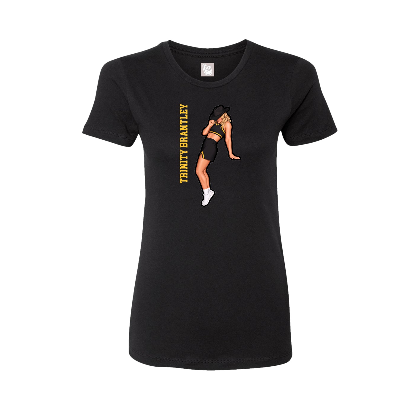 Fitted Women's Tee — Name Vertical in Black