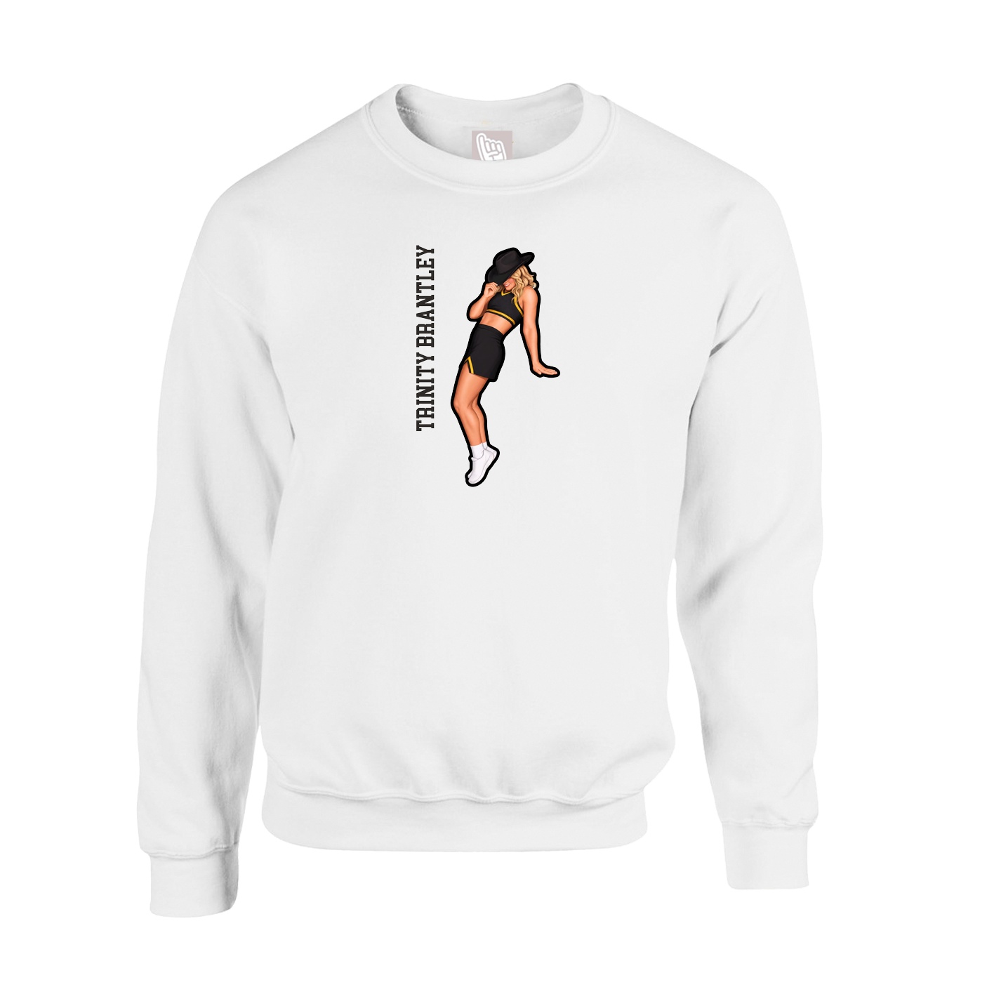 Fleece Crew — Name Vertical in White