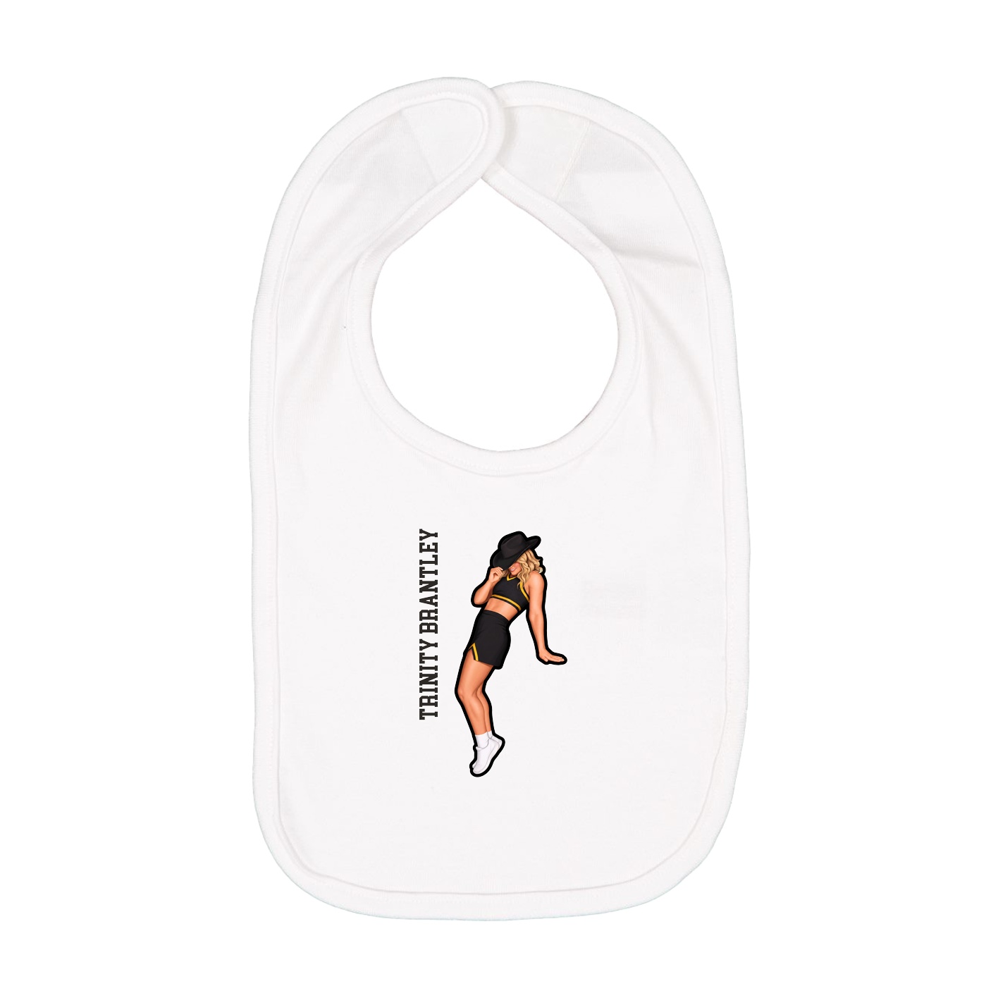 Infant Bib — Name Vertical in White