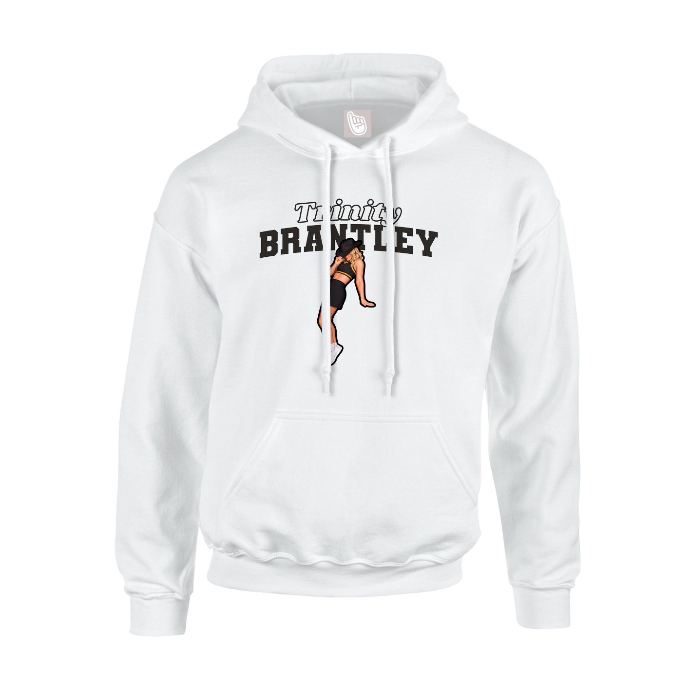 Youth Hoodie — Name Arch in White