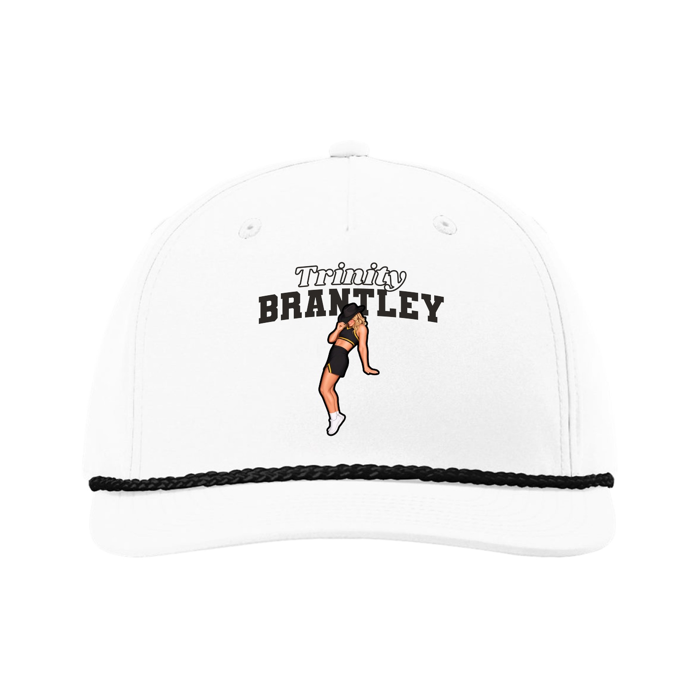 Five-Panel Classic Rope Cap — Name Arch in White