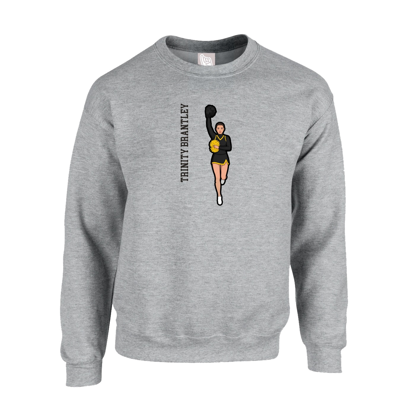 Fleece Crew — Name Vertical in Grey