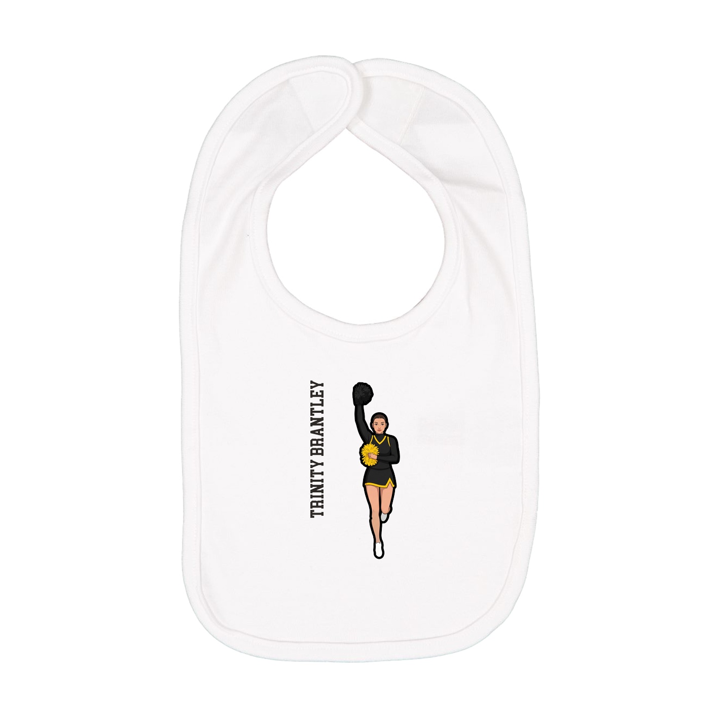Infant Bib — Name Vertical in White