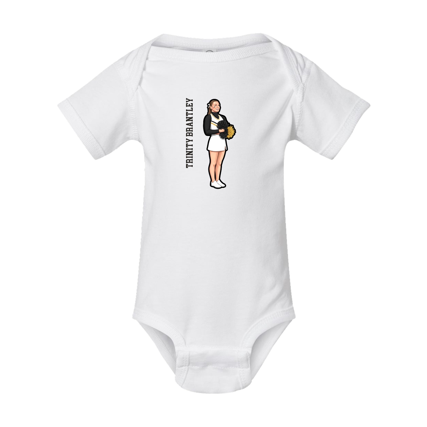 Baby Onesie — Name Vertical in White