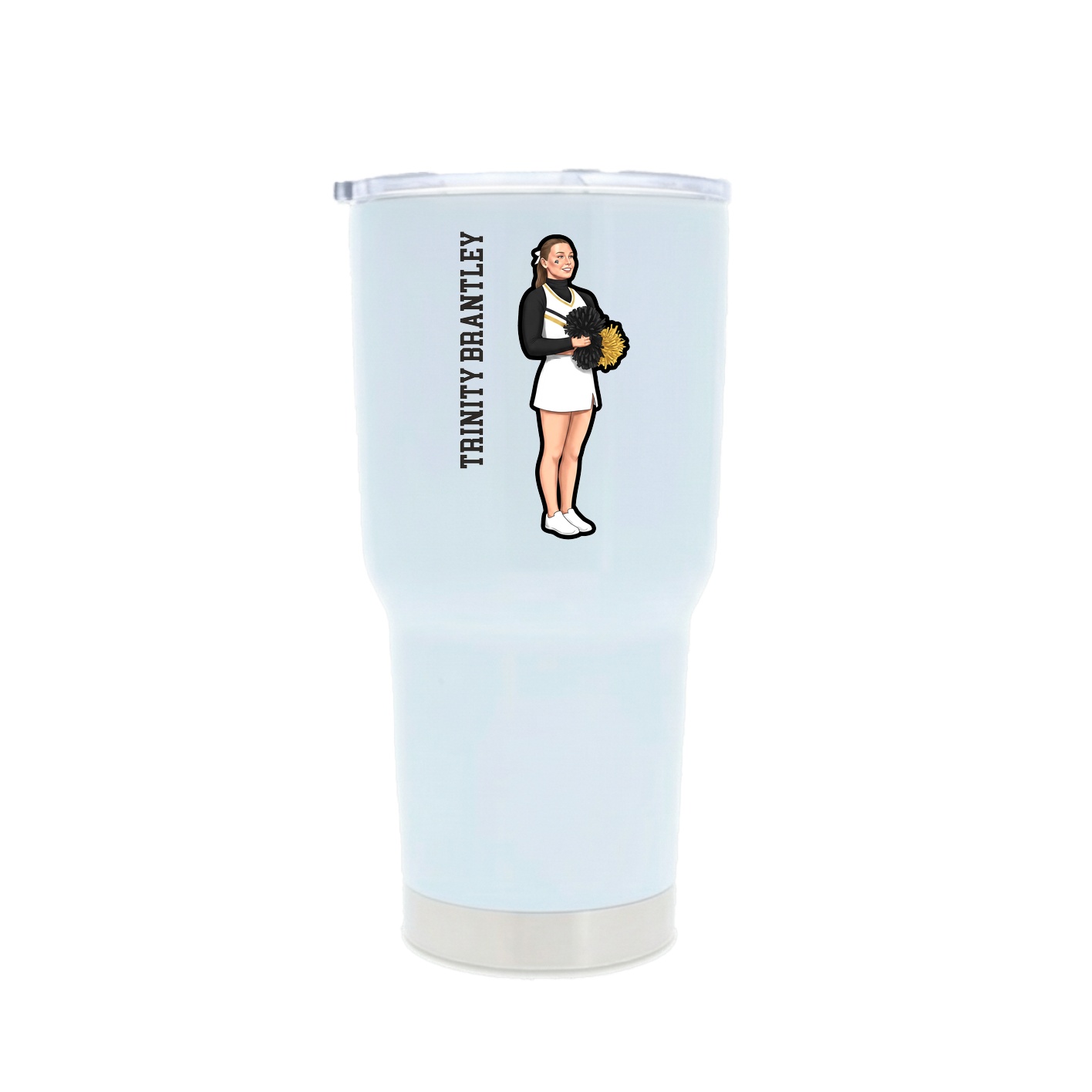 30oz Stainless Steel Tumbler — Name Vertical in White