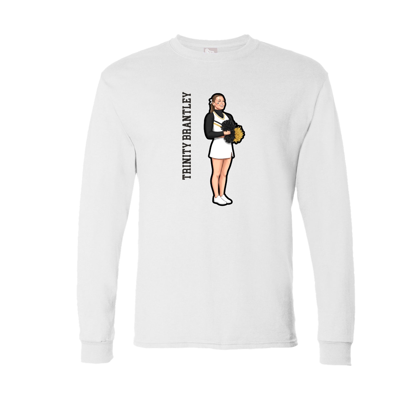Long Sleeve Tee — Name Vertical in White