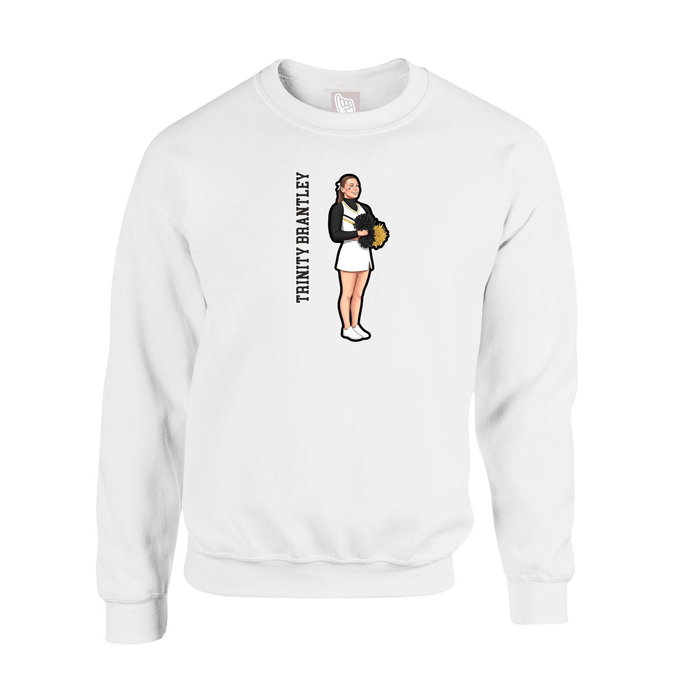 Fleece Crew — Name Vertical in White