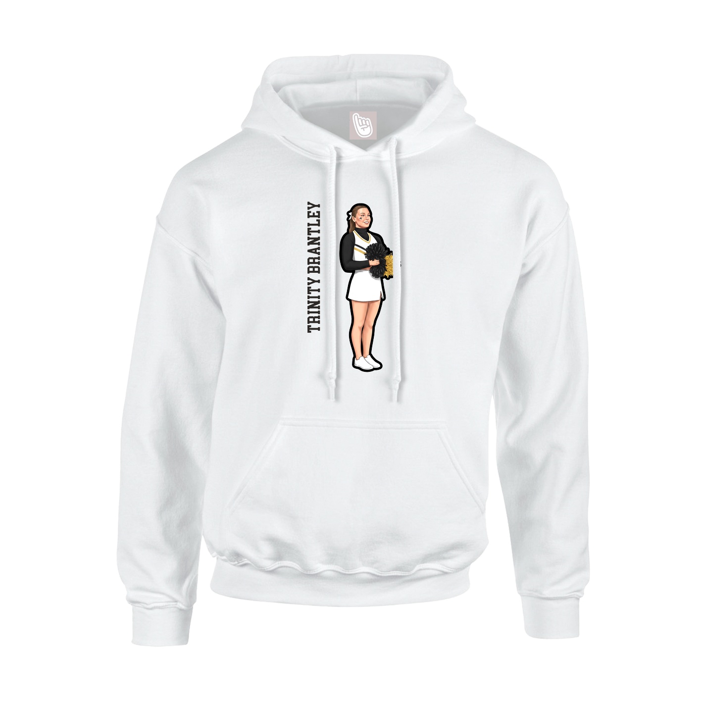 Youth Hoodie — Name Vertical in White