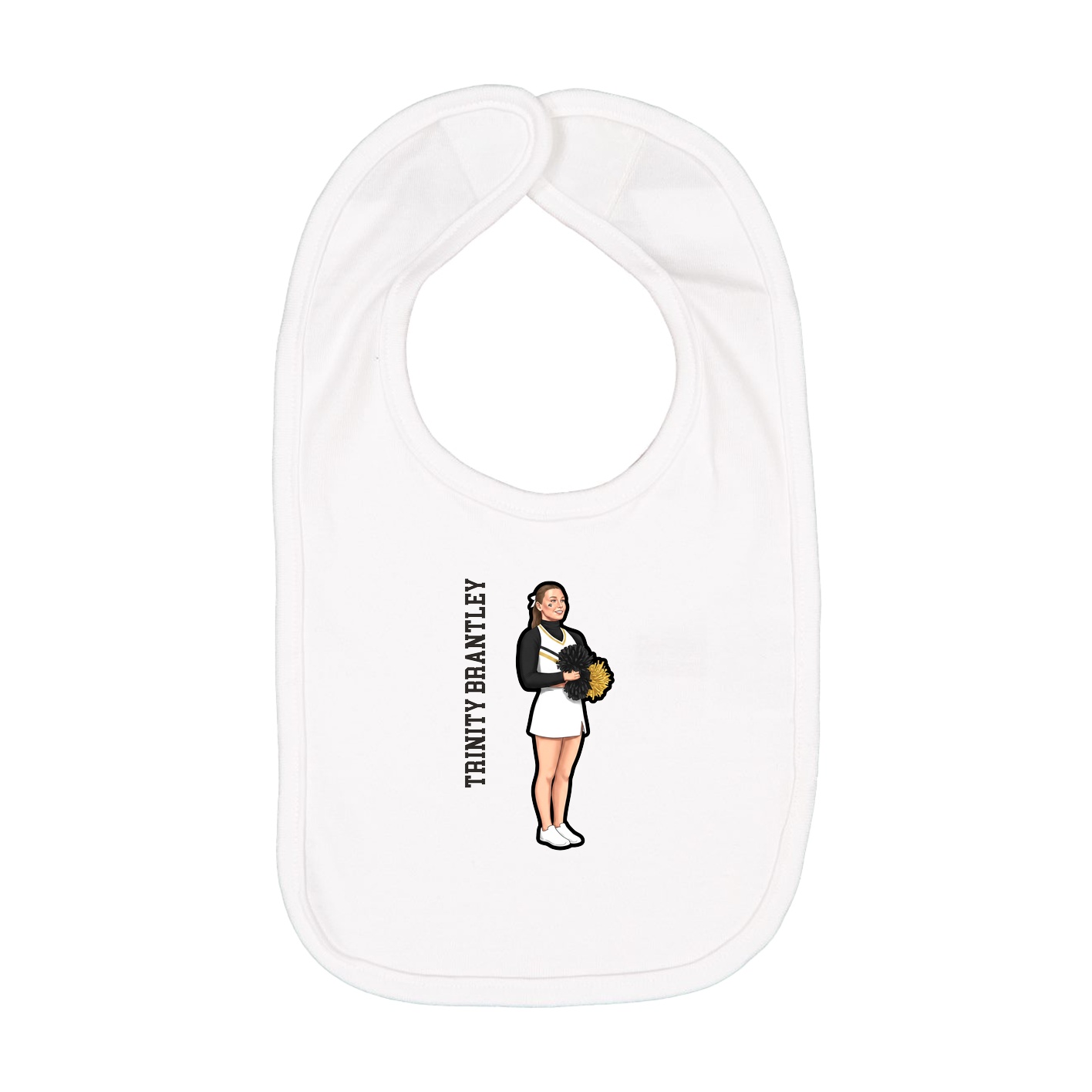 Infant Bib — Name Vertical in White