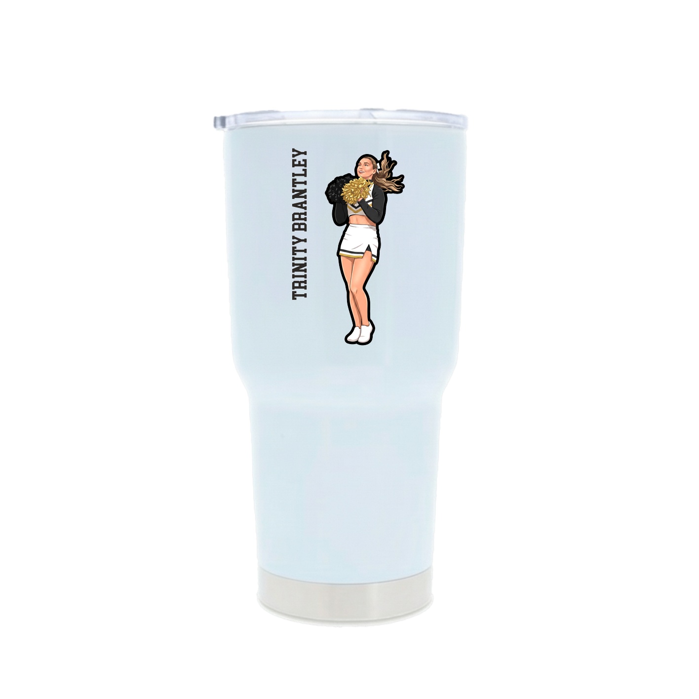 30oz Stainless Steel Tumbler — Name Vertical in White
