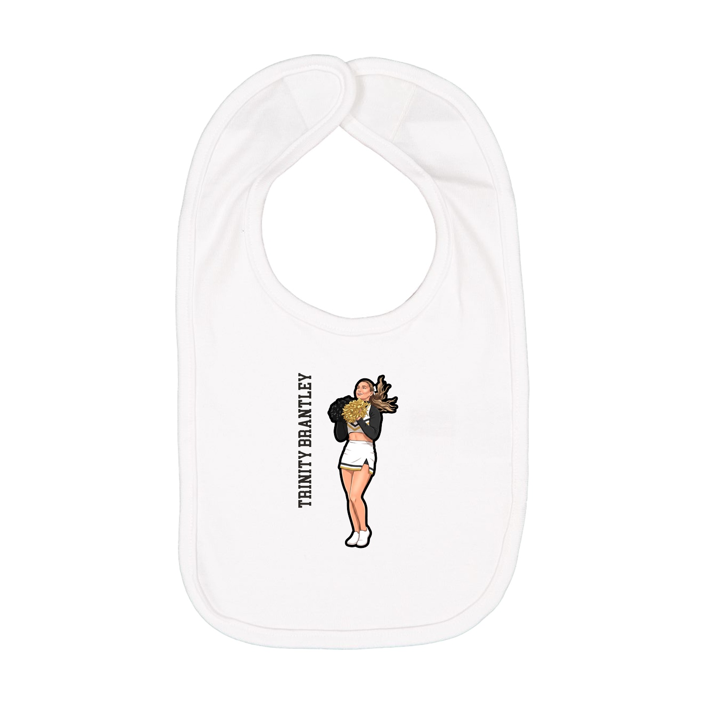Infant Bib — Name Vertical in White