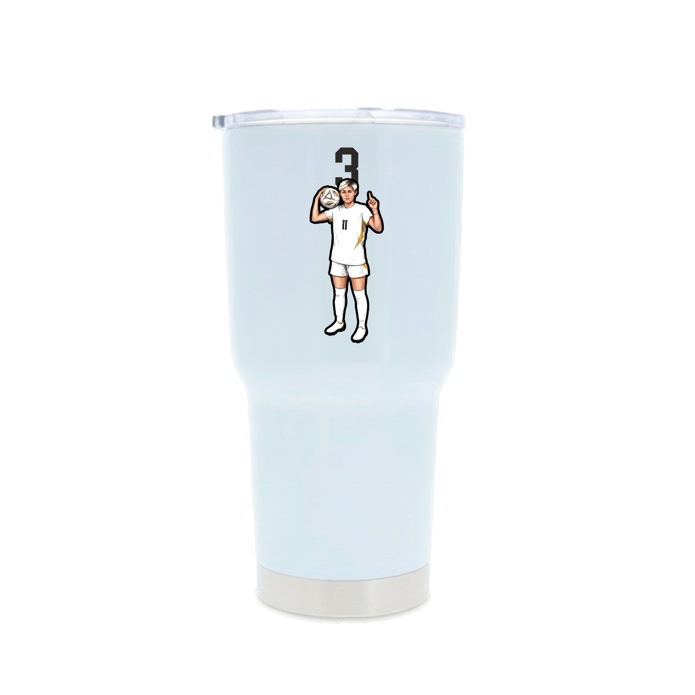 30oz Stainless Steel Tumbler — Number Top in White