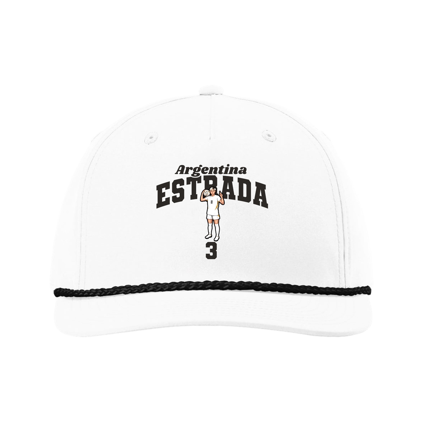 Five-Panel Classic Rope Cap — Signature Arch in White