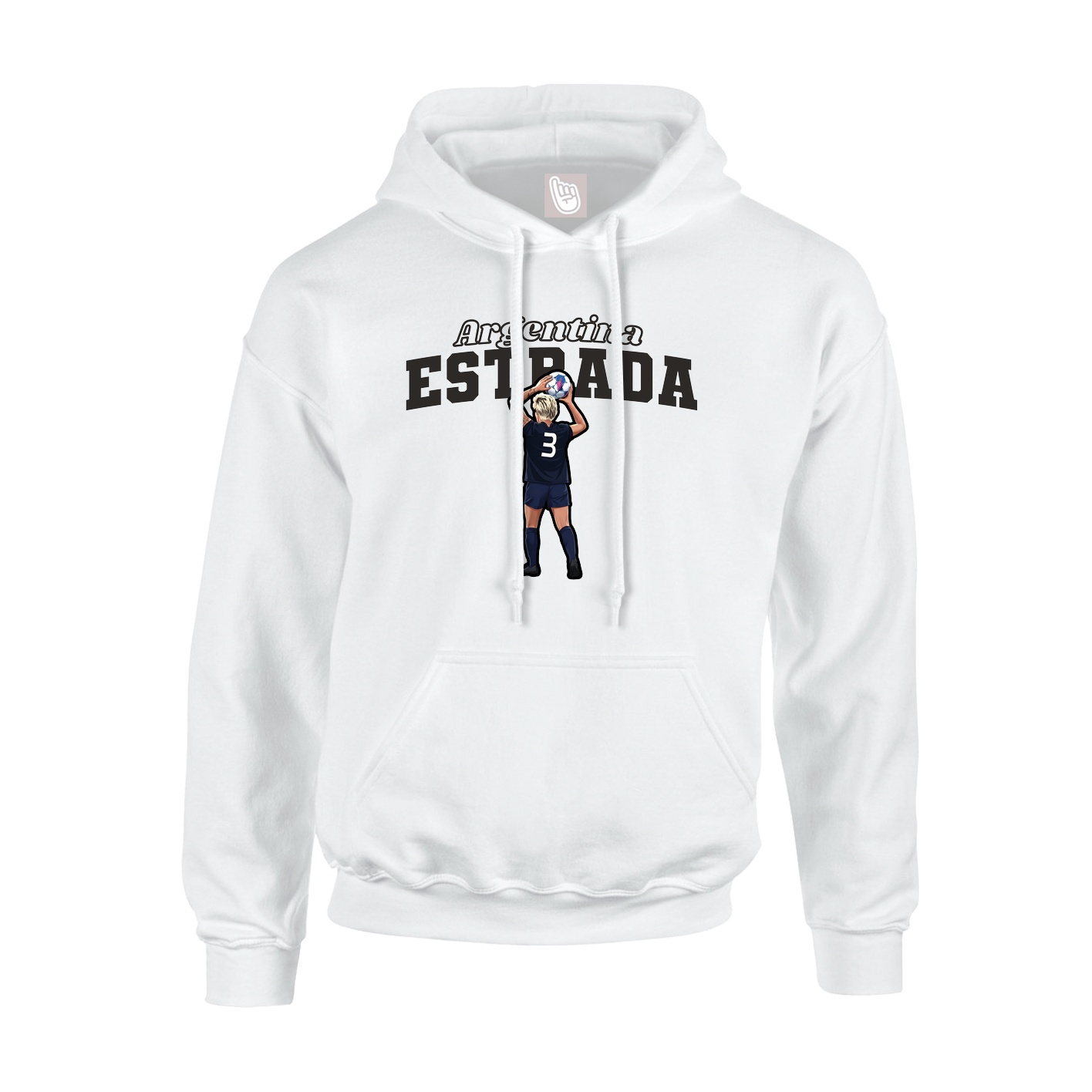 Youth Hoodie — Name Arch in White