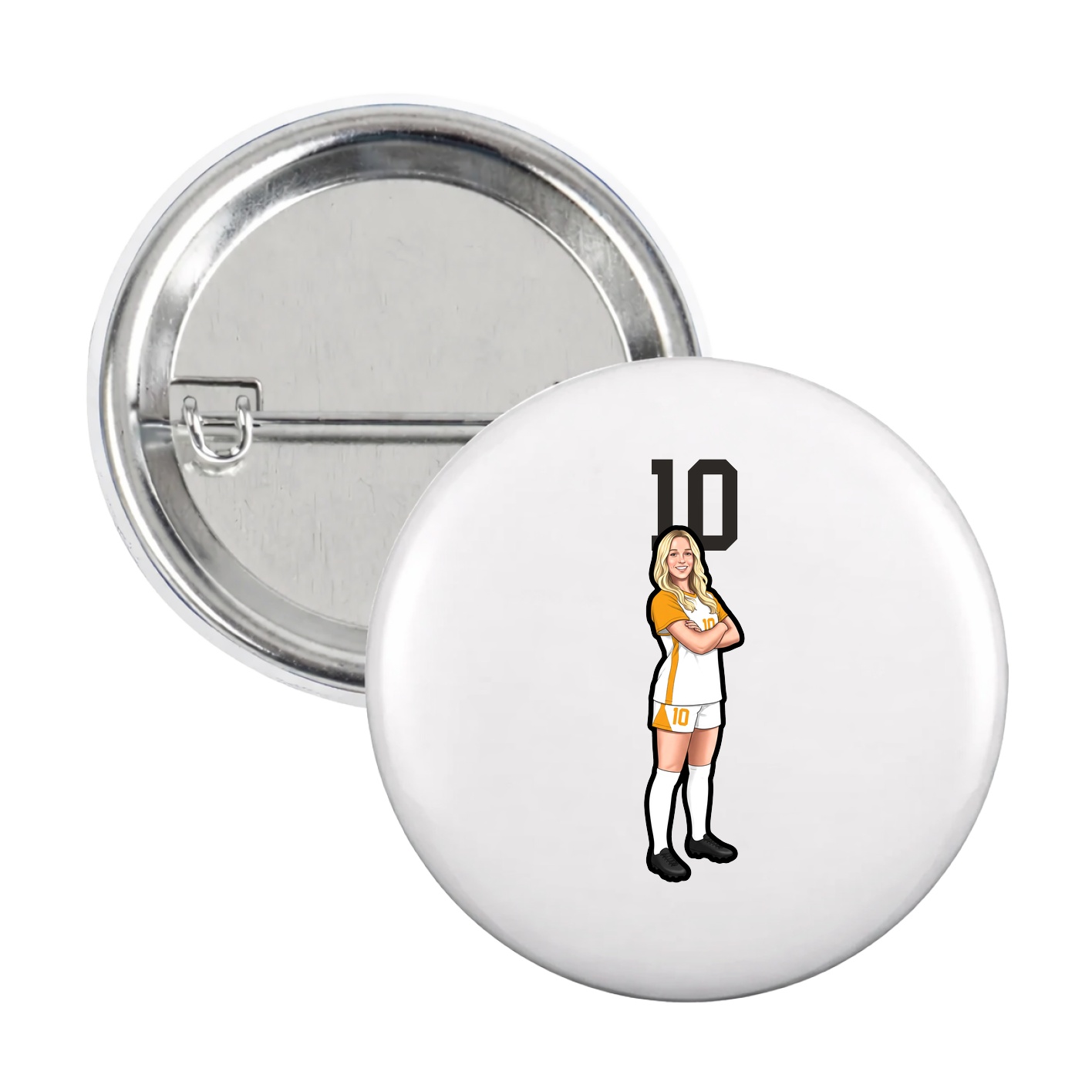 Game Day Button — Number Top in White