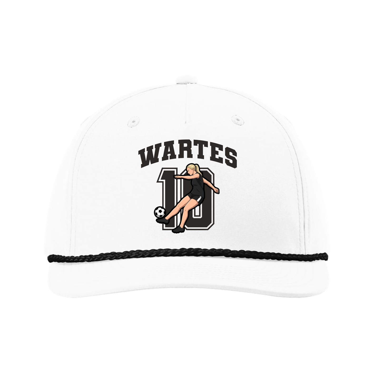 Five-Panel Classic Rope Cap — Number in White