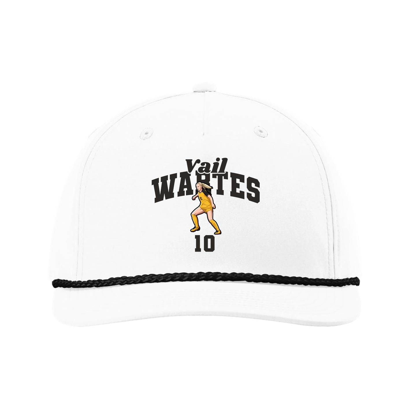 Five-Panel Classic Rope Cap — Signature Arch in White