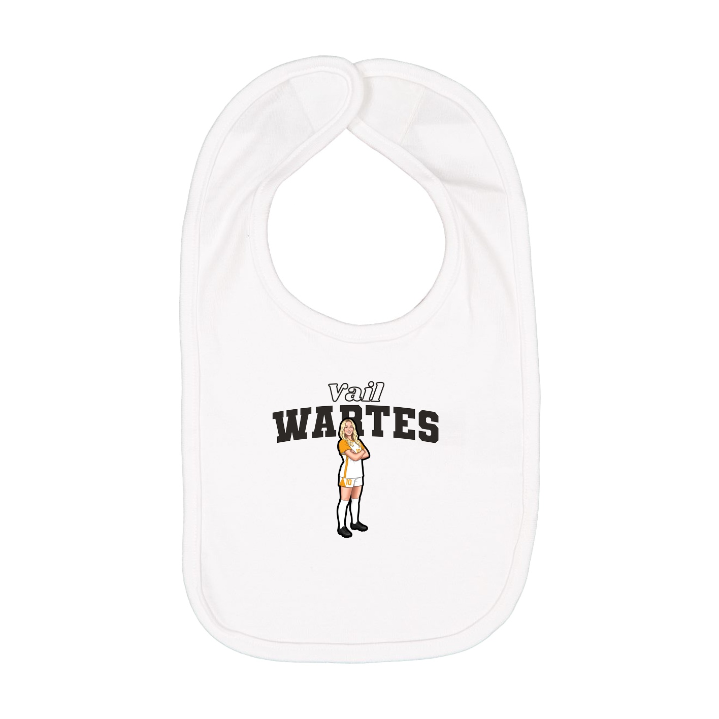 Infant Bib — Name Arch in White