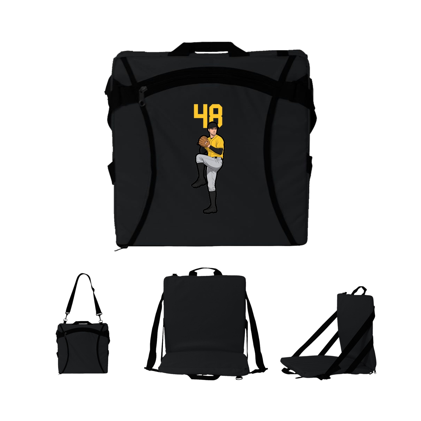 Folding Stadium Seat — Number Top in Black